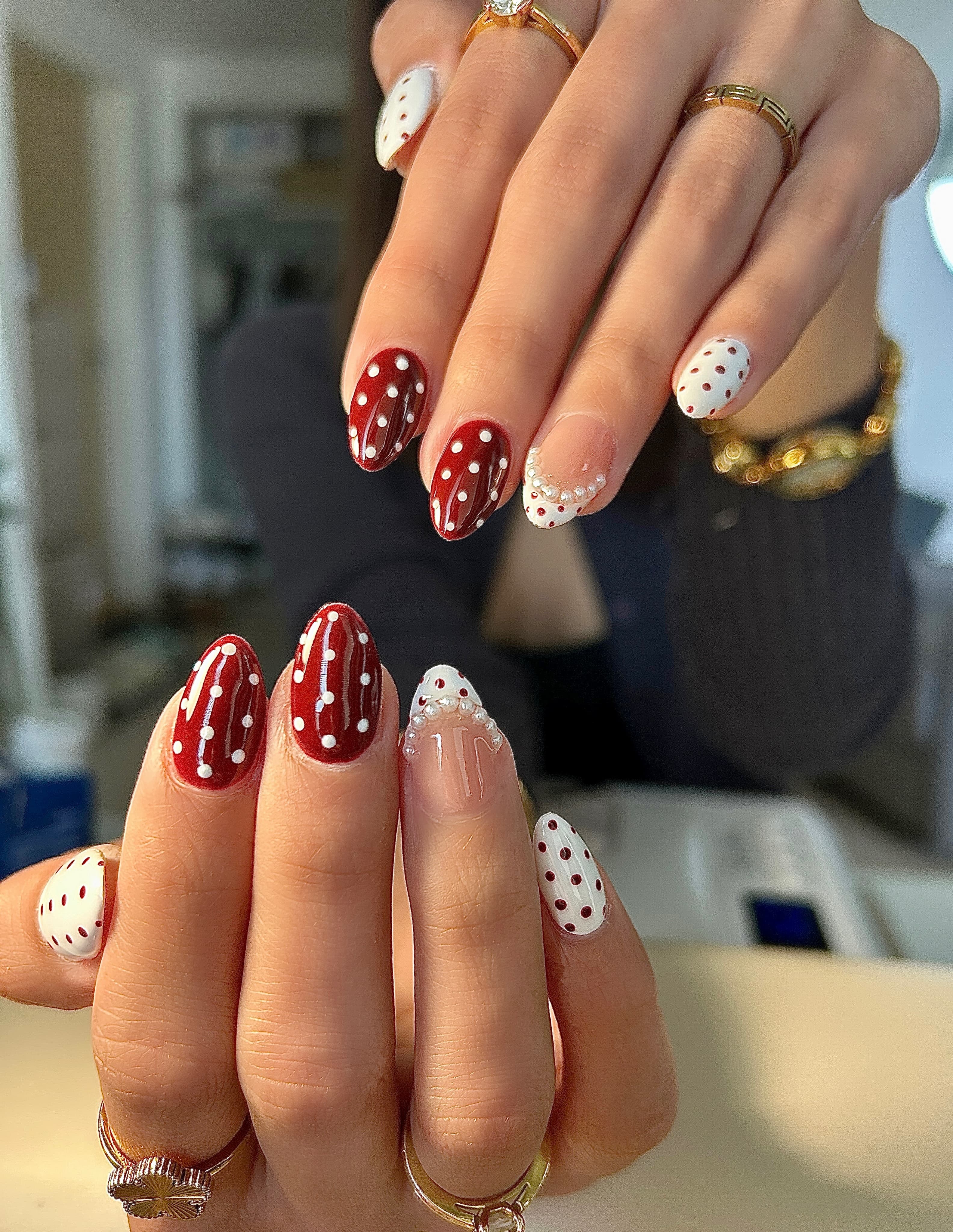 GiGi Nails Vantaa — sweet polka dots and pearl details